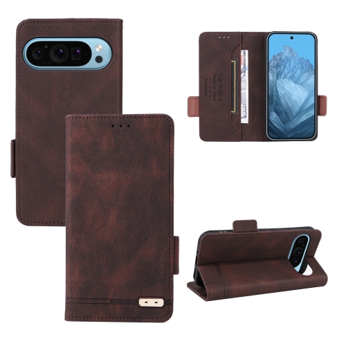 

For Google Pixel 9 Pro XL Magnetic Clasp Leather Phone Case(Brown)