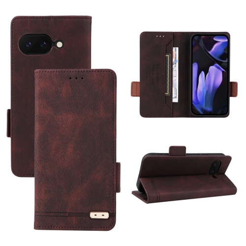 

For Google Pixel 9a Magnetic Clasp Leather Phone Case(Brown)