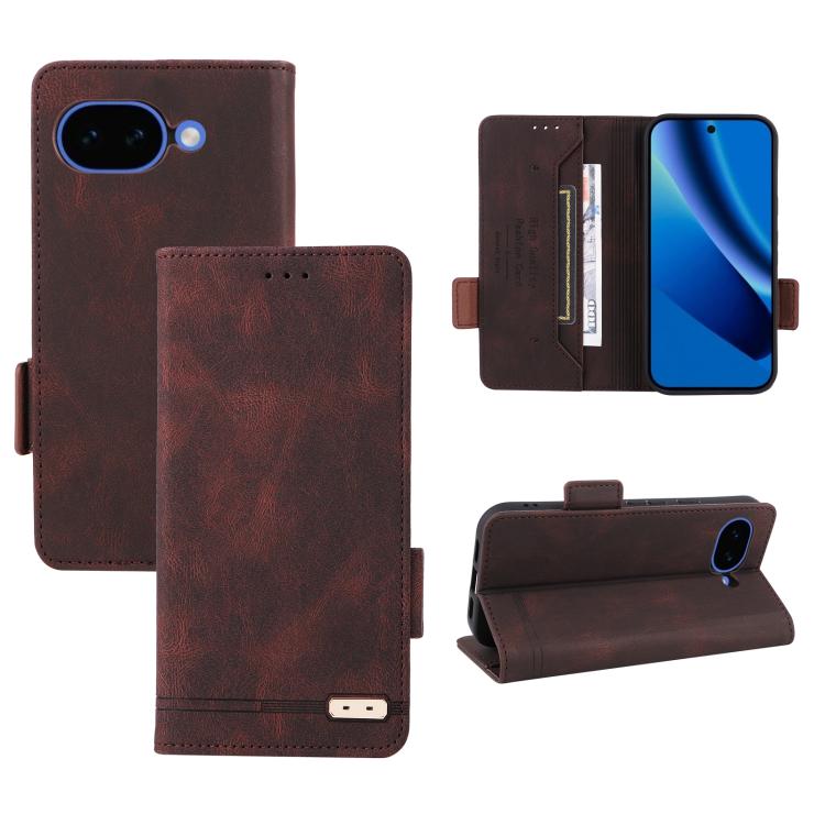 

For Google Pixel 10a Magnetic Clasp Leather Phone Case(Brown)