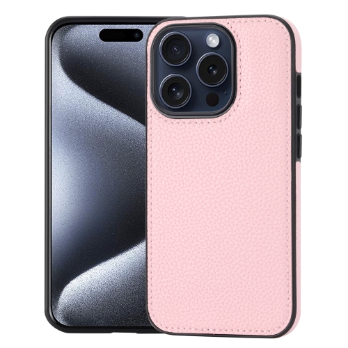

For iPhone 15 Pro Litchi Pattern Stitched Side-mounted Phone Case(Pink)