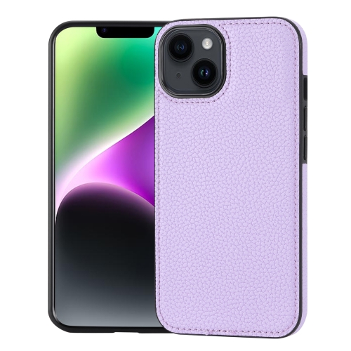 

For iPhone 14 Litchi Pattern Stitched Side-mounted Phone Case(Purple)