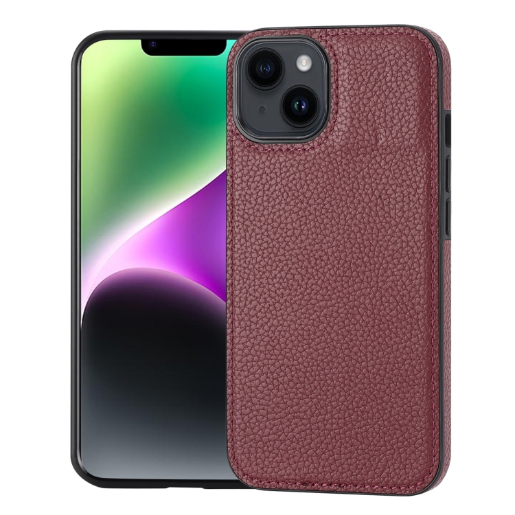 

For iPhone 14 Litchi Pattern Stitched Side-mounted Phone Case(Dark Red)