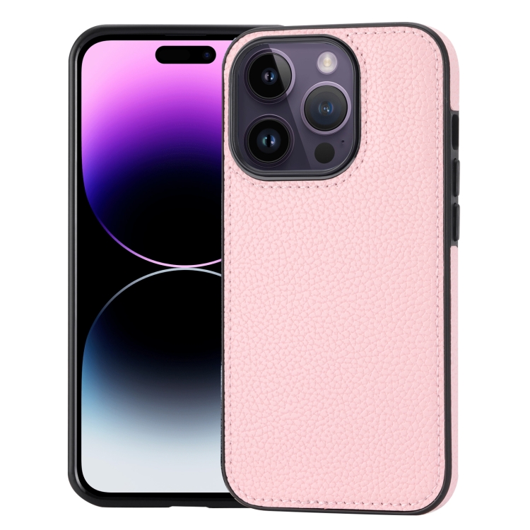 

For iPhone 14 Pro Litchi Pattern Stitched Side-mounted Phone Case(Pink)