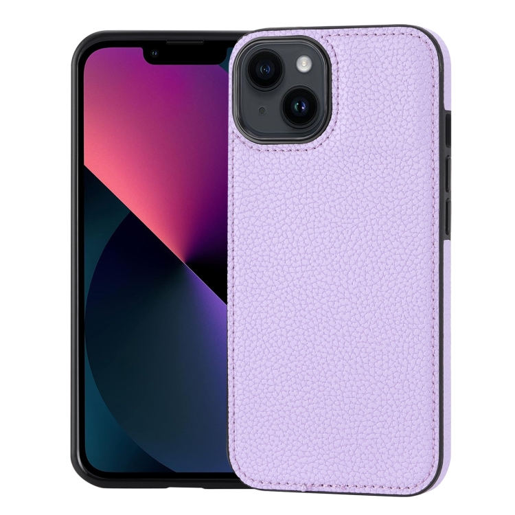 

For iPhone 13 Litchi Pattern Stitched Side-mounted Phone Case(Purple)
