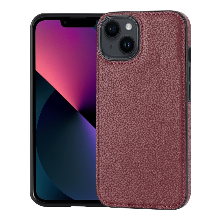 

For iPhone 13 Litchi Pattern Stitched Side-mounted Phone Case(Dark Red)