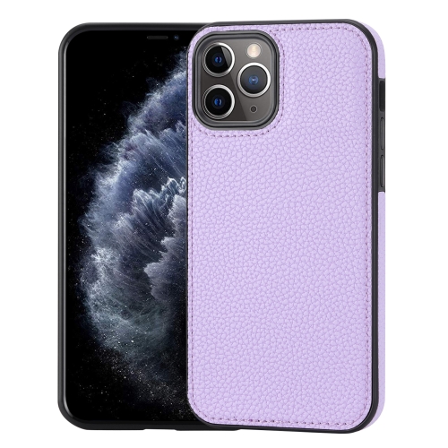 

For iPhone 11 Pro Max Litchi Pattern Stitched Side-mounted Phone Case(Purple)