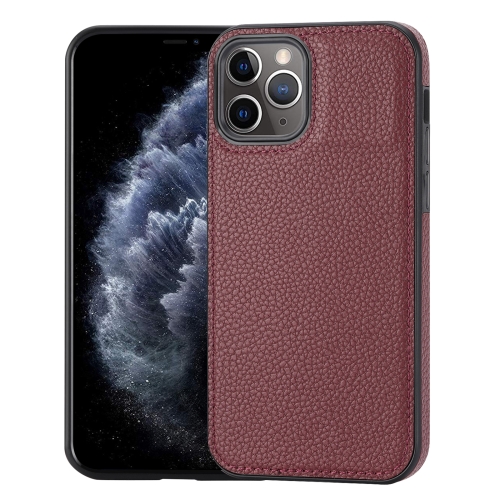 

For iPhone 11 Pro Max Litchi Pattern Stitched Side-mounted Phone Case(Dark Red)