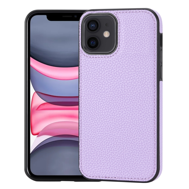 

For iPhone 11 Litchi Pattern Stitched Side-mounted Phone Case(Purple)
