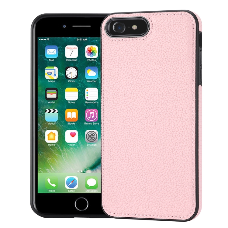 

For iPhone SE 2022/SE 2020/7/8 Litchi Pattern Stitched Side-mounted Phone Case(Pink)