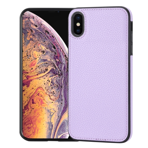 

For iPhone X/XS Litchi Pattern Stitched Side-mounted Phone Case(Purple)