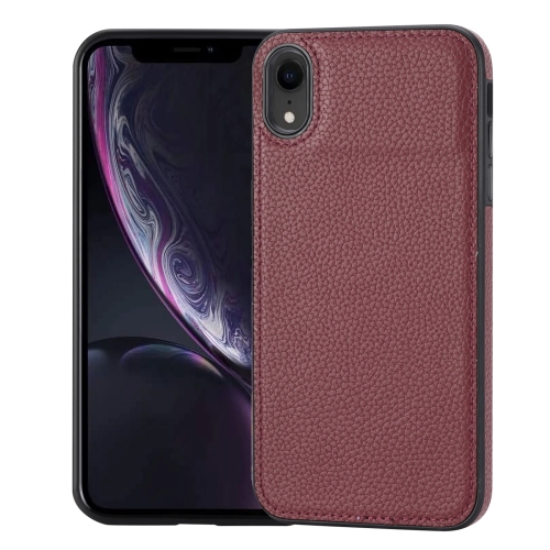 

For iPhone XR Litchi Pattern Stitched Side-mounted Phone Case(Dark Red)