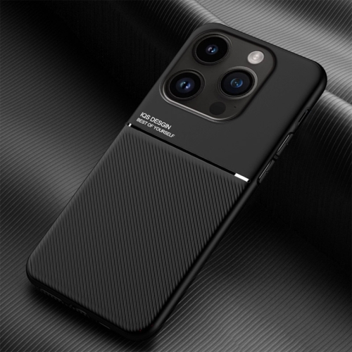 

For iPhone 16 Pro Classic Tilt Strip Grain Magnetic Shockproof PC + TPU Phone Case(Black)