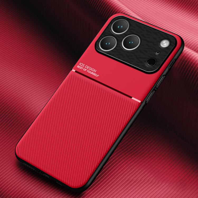 

For iPhone 17 Pro Classic Tilt Strip Grain Magnetic Shockproof PC + TPU Phone Case(Red)