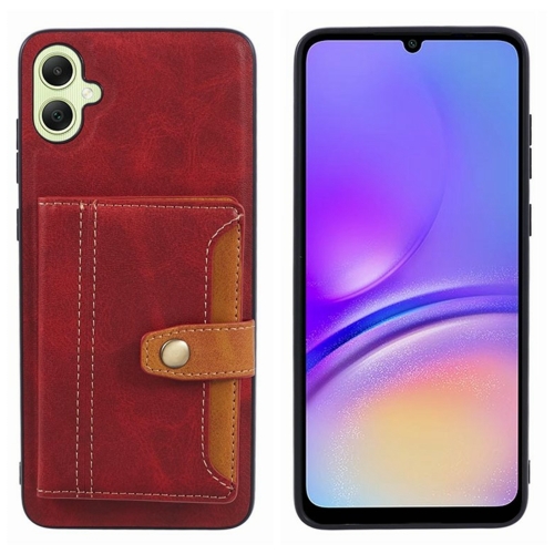 

For Samsung Galaxy A05 Calfskin Card Slot TPU + PU Phone Case(Red)