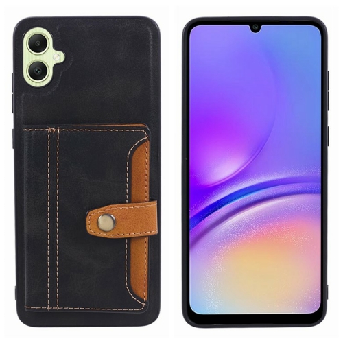 

For Samsung Galaxy A05 Calfskin Card Slot TPU + PU Phone Case(Black)