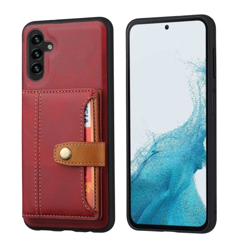 

For Samsung Galaxy A55 5G Calfskin Card Slot TPU + PU Phone Case(Red)