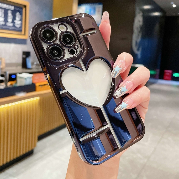 

For iPhone 13 Pro Electroplating 3D Hollow Love TPU Phone Case(Black)