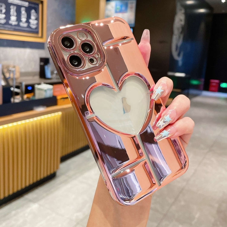 

For iPhone 11 Pro Max Electroplating 3D Hollow Love TPU Phone Case(Rose Gold)
