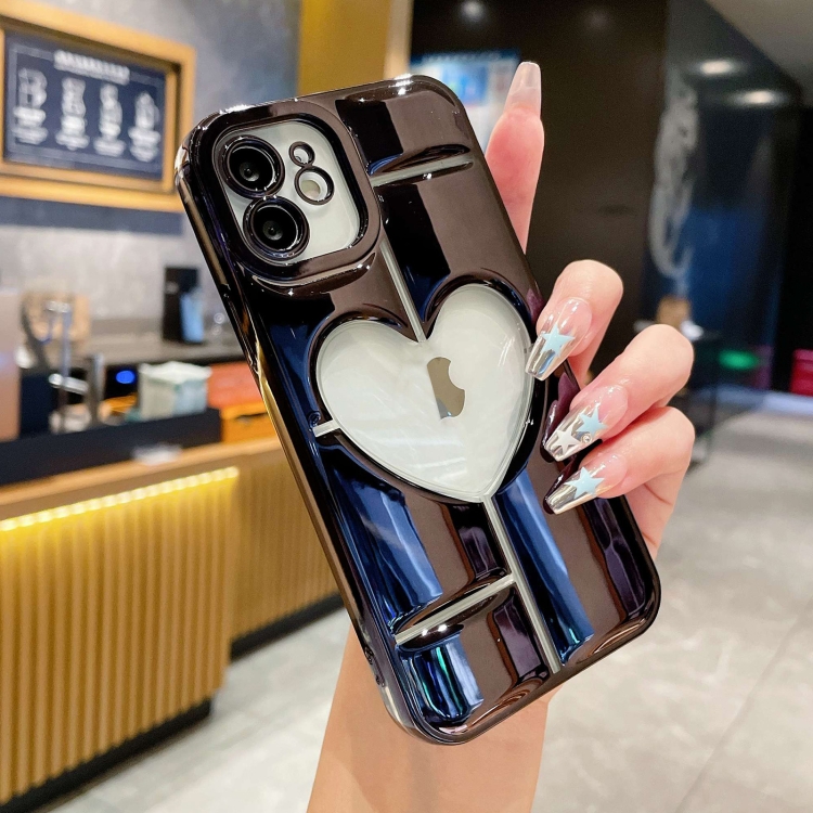 

For iPhone 11 Electroplating 3D Hollow Love TPU Phone Case(Black)