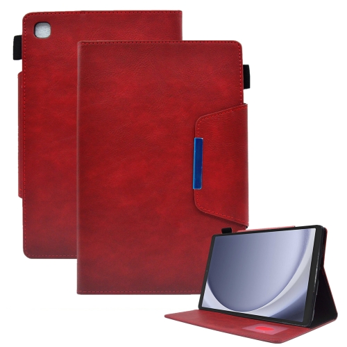 

For Samsung Galaxy Tab A9 Suede Cross Texture Magnetic Clasp Leather Tablet Case(Red)