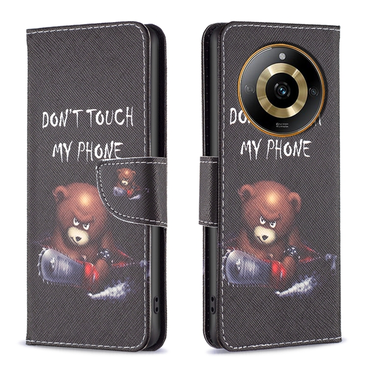 

For Realme 11 4G Colored Drawing Pattern Leather Phone Case(Bear)