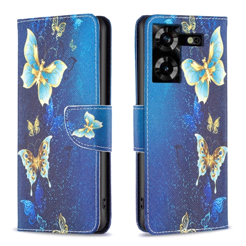 

For Tecno Pova 5 Colored Drawing Pattern Leather Phone Case(Gold Butterfly)