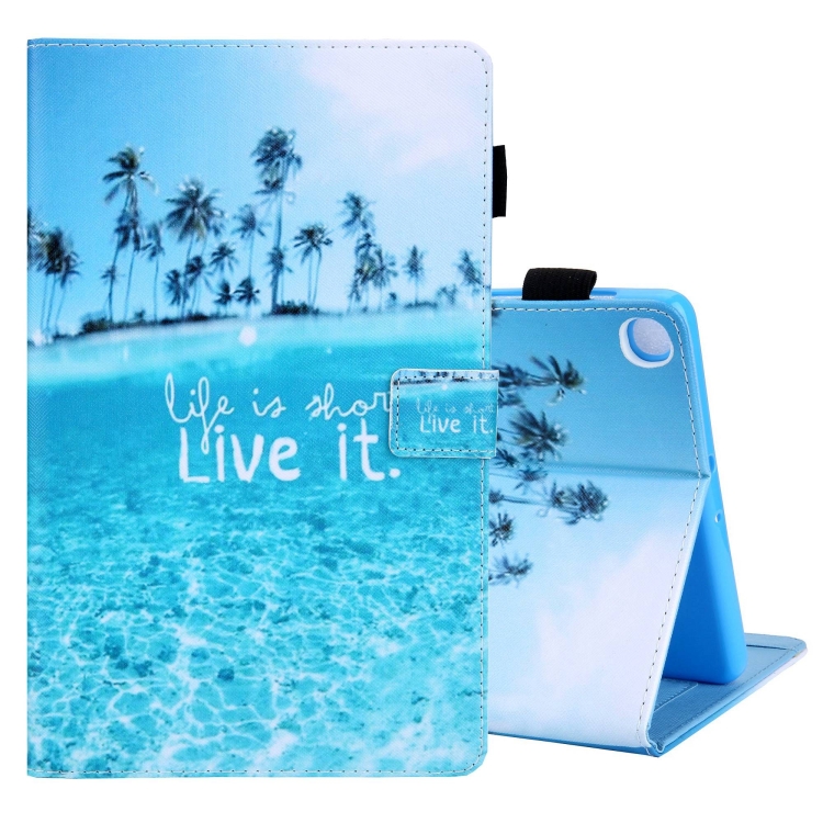 

For Samsung Galaxy Tab A9+ Colored Drawing Leather Tablet Case(Beach)