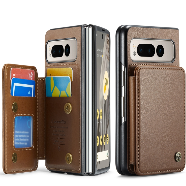

For Google Pixel Fold CaseMe C22 PC+TPU Business Style RFID Anti-theft Leather Phone Case(Brown)