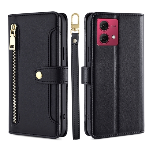 

For Motorola Moto G84 5G Lite Sheep Texture Cross-body Zipper Wallet Leather Phone Case(Black)