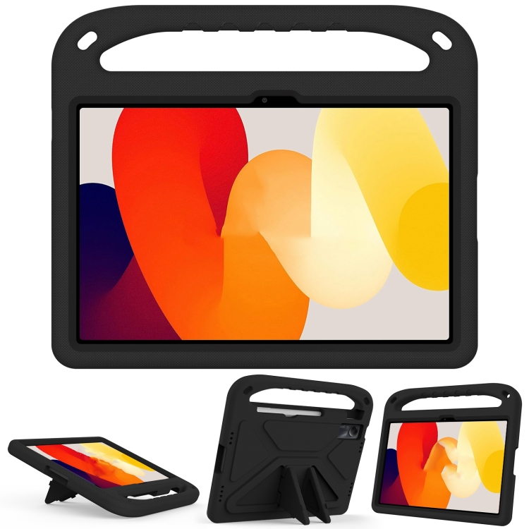 

For Xiaomi Redmi Pad SE 11.0 Handle EVA Shockproof Tablet Case with Holder(Black)