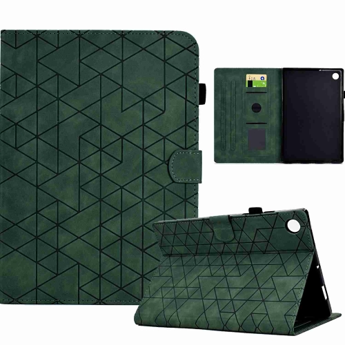 For Samsung Galaxy Tab A9+ Rhombus TPU Smart Leather Tablet Case(Green) vintage ladies skirt dress coat leather knotted waistband thin cummerbunds corset strap band luxury knot wide belts