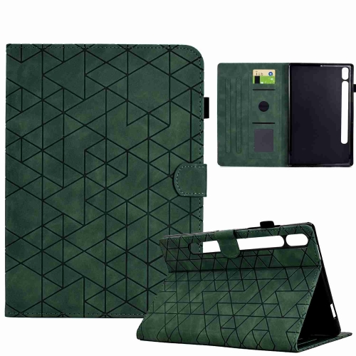 For Samsung Galaxy Tab S7 / S8 Rhombus TPU Smart Leather Tablet Case(Green) 【escapement time】vh31 quartz movement watch 38mm case waterproof 100m super luminous