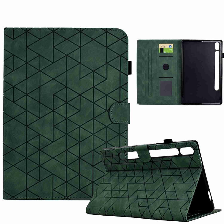 

For Samsung Galaxy Tab S9 Rhombus TPU Smart Leather Tablet Case(Green)