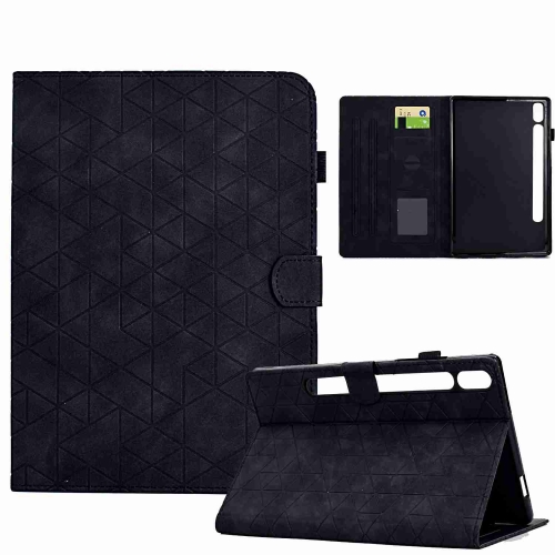 For Samsung Galaxy Tab S9 Rhombus TPU Smart Leather Tablet Case(Black) vintage ladies skirt dress coat leather knotted waistband thin cummerbunds corset strap band luxury knot wide belts