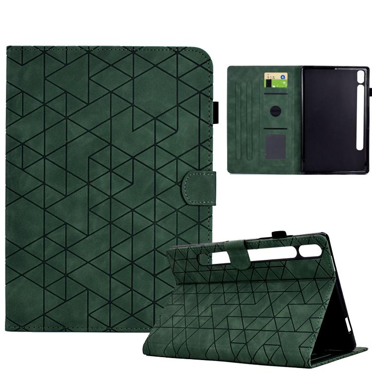 

For Samsung Galaxy Tab S10 FE+ Rhombus TPU Smart Leather Tablet Case(Green)