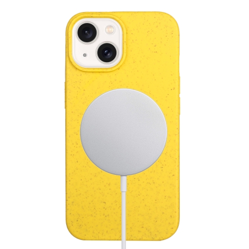 

For iPhone 15 Plus Wheat MagSafe Magnetic Straw Material + TPU Phone Case(Yellow)
