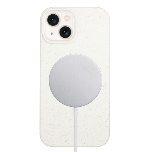 

For iPhone 15 Wheat MagSafe Magnetic Straw Material + TPU Phone Case(White)