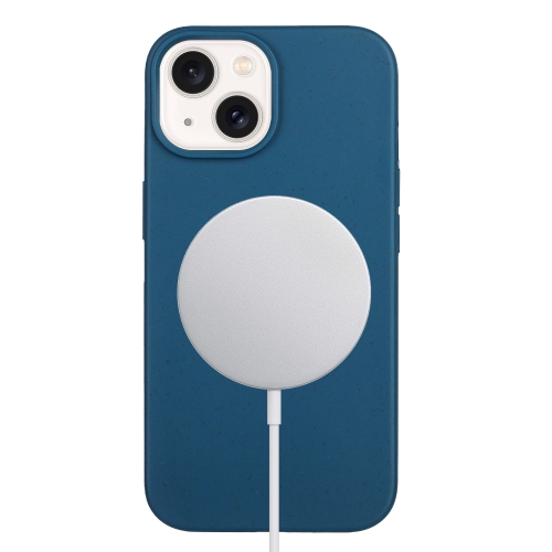 

For iPhone 15 Wheat MagSafe Magnetic Straw Material + TPU Phone Case(Blue)