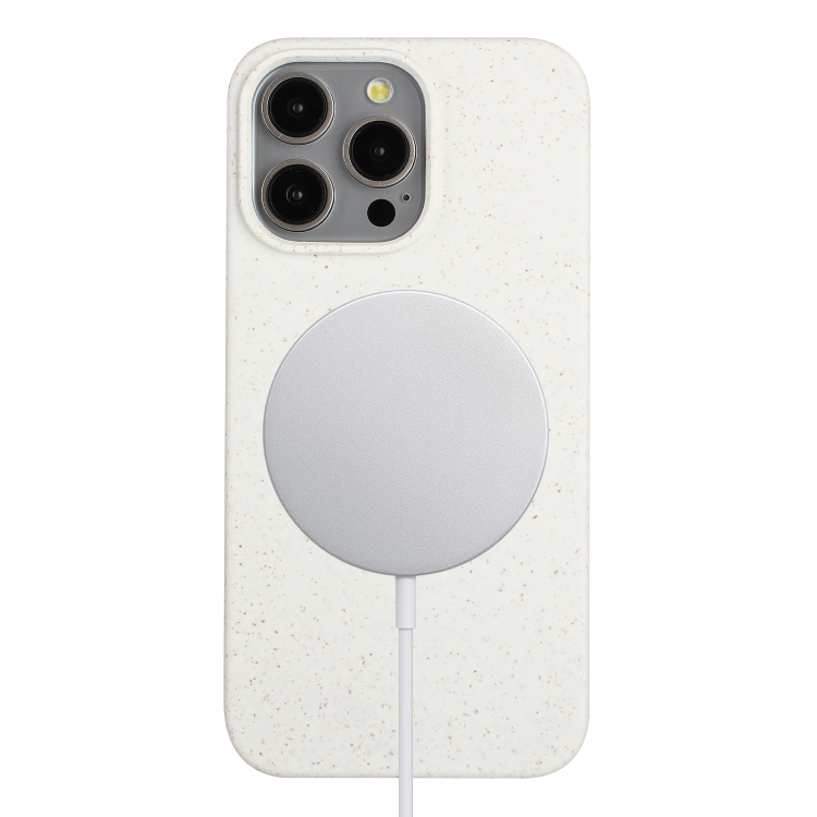 

For iPhone 14 Pro Wheat MagSafe Magnetic Straw Material + TPU Phone Case(White)