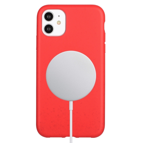 

For iPhone 12 Wheat MagSafe Magnetic Straw Material + TPU Phone Case(Red)