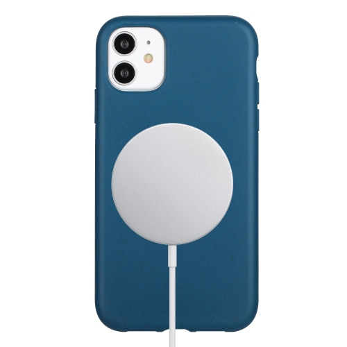 

For iPhone 11 Wheat MagSafe Magnetic Straw Material + TPU Phone Case(Blue)