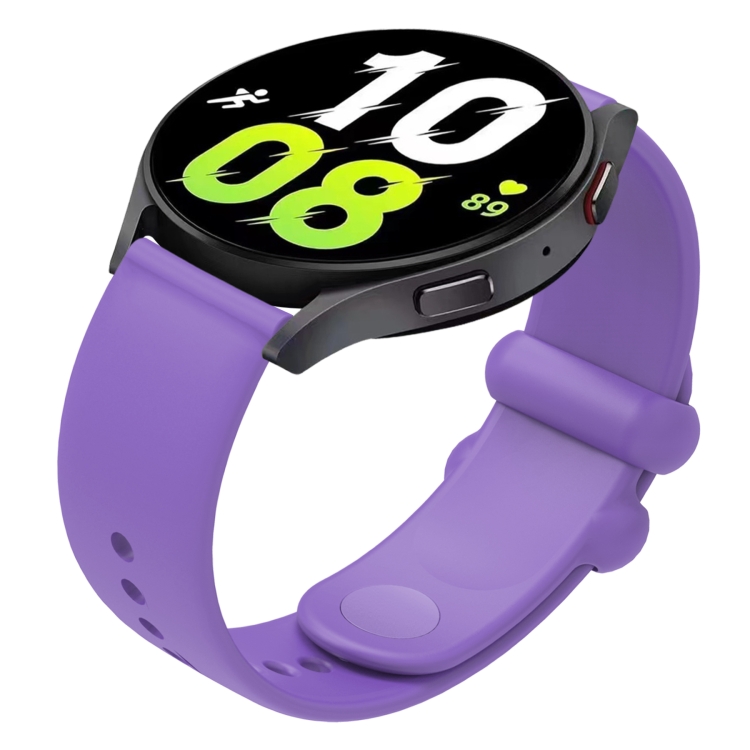 

22mm Universal Solid Color Reverse Buckle Silicone Watch Band(Purple)