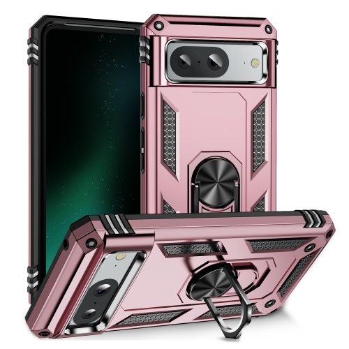 

For Google Pixel 8a Shockproof TPU + PC Phone Case with Holder(Rose Gold)