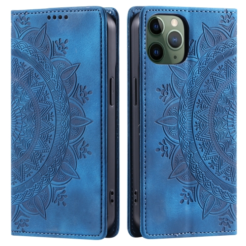 

For iPhone 11 Pro Max Totem Embossed Magnetic Leather Phone Case(Blue)