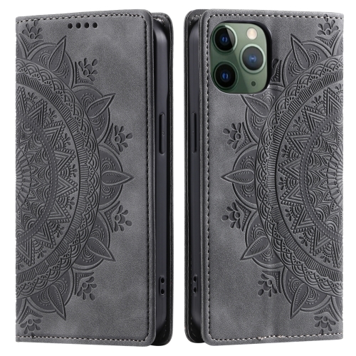

For iPhone 11 Pro Max Totem Embossed Magnetic Leather Phone Case(Grey)