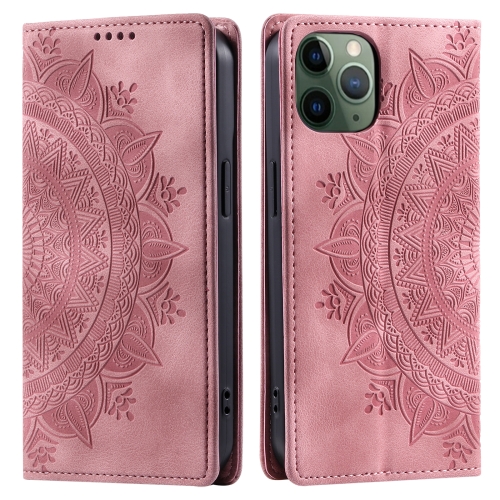 

For iPhone 11 Pro Max Totem Embossed Magnetic Leather Phone Case(Rose Gold)