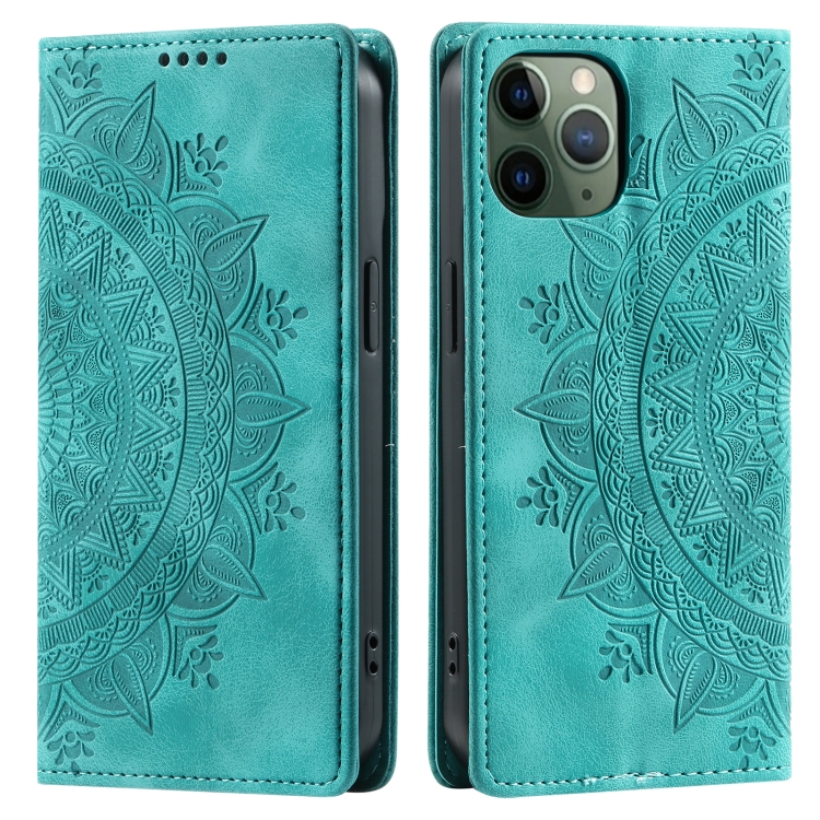 

For iPhone 11 Pro Totem Embossed Magnetic Leather Phone Case(Green)