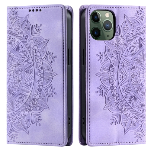 

For iPhone 11 Pro Totem Embossed Magnetic Leather Phone Case(Purple)