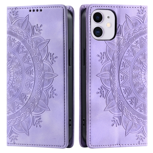 

For iPhone 11 Totem Embossed Magnetic Leather Phone Case(Purple)