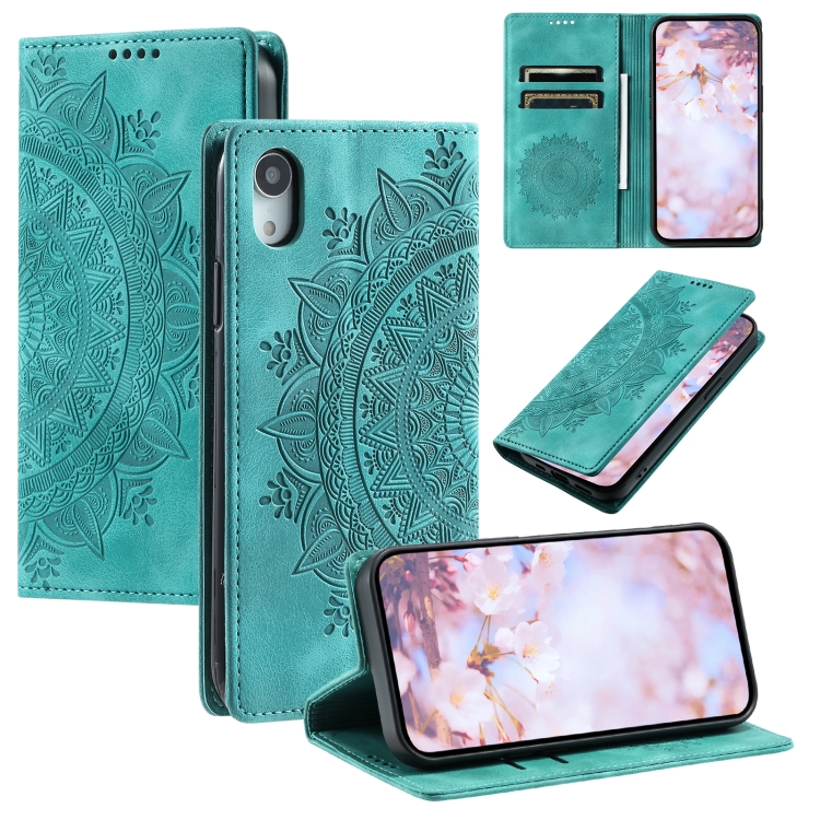 

For iPhone XR Totem Embossed Magnetic Leather Phone Case(Green)